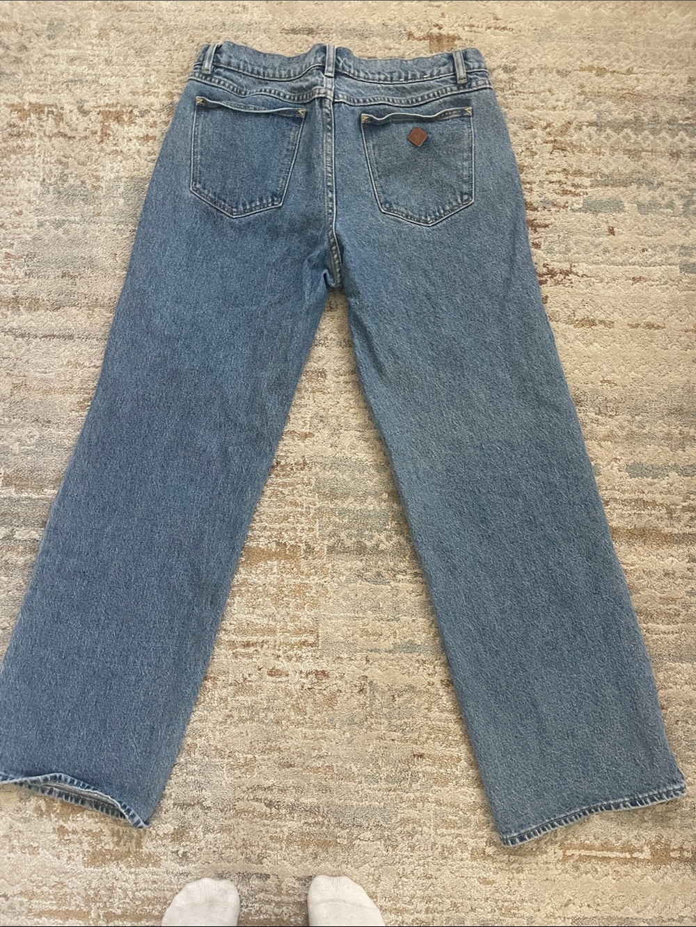 Abrand Straight Leg Jeans in Medium Blue Denim